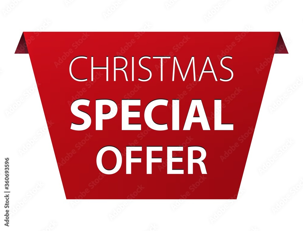 Christmas special offer red ribbon red banner icon isolated on white background Christmas special offer red ribbon red banner icon isolated on white background