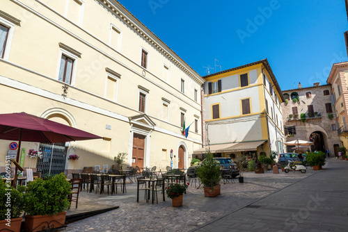 small square in front of the church of san lorenzo of spello