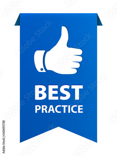 Best practice blue tag ribbon banner photo