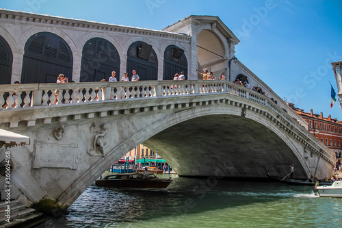 Famous Canal Grande from famous Rialto Bridge in Venice.