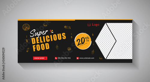 super delicious food facebook cover or web banner template for restaurants business