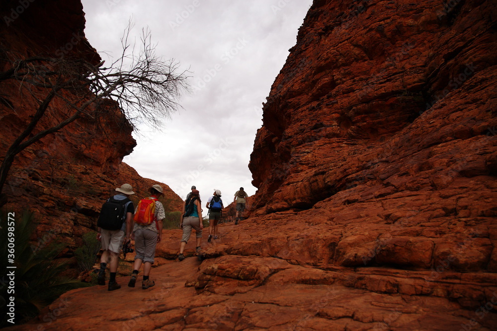 Tourists hiking in Kings Canyon outback central Australia