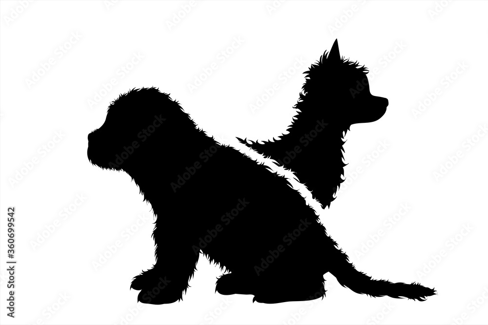 Vector silhouette of couple of dogs. Symbol of pet. Vector silhouette of couple of dogs. Symbol of pet.