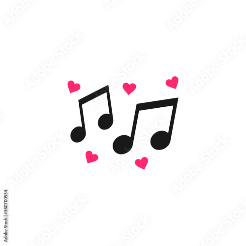 Music note with heart icon vector illustration