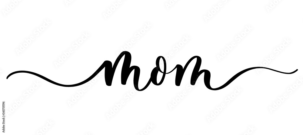 Mom vector calligraphic inscription. Minimalistic hand lettering