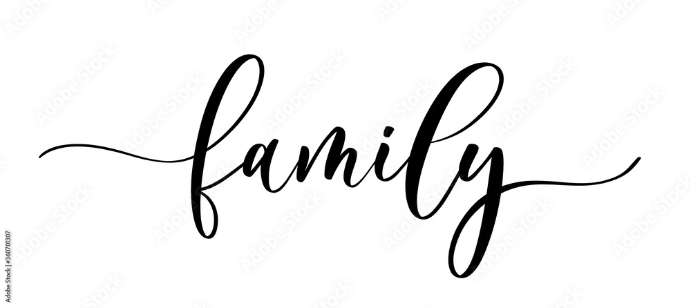 Family vector calligraphic inscription with smooth lines. Minimalistic hand lettering illustration.