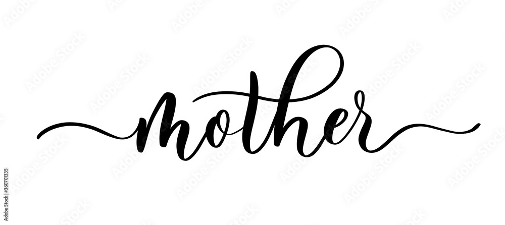 Mother vector calligraphic inscription with smooth lines. Minimalistic hand lettering illustration on Happy Mother's Day.