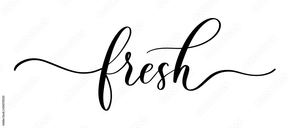 Fresh - vector calligraphic inscription with smooth lines. Minimalistic hand lettering illustration. Fresh - vector calligraphic inscription with smooth lines. Minimalistic hand lettering illustration.