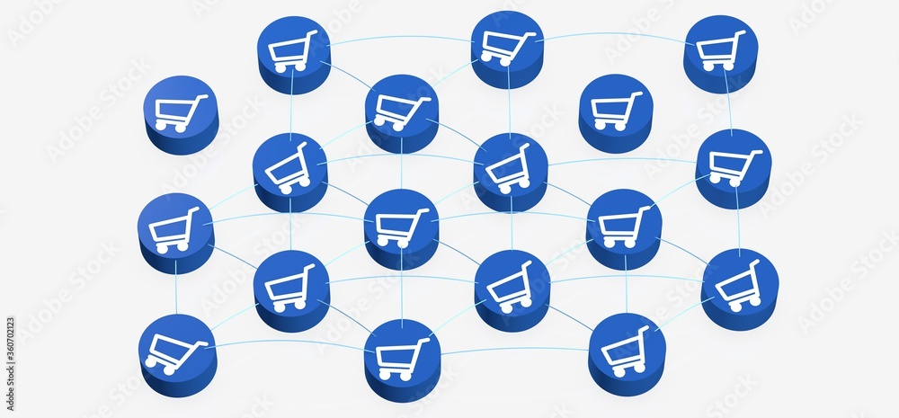 digital shopping Cart Flat Design E-Commerce 3d illustration digital shopping Cart Flat Design E-Commerce 3d illustration
