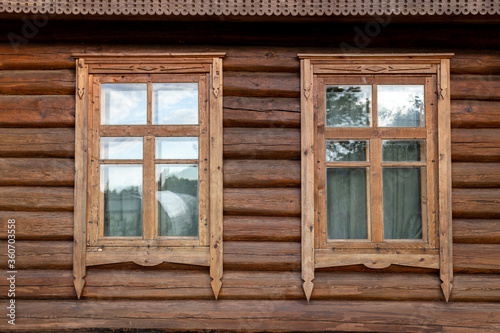 Window in the cottage. Window in a rural house. © HENADZI BUKA