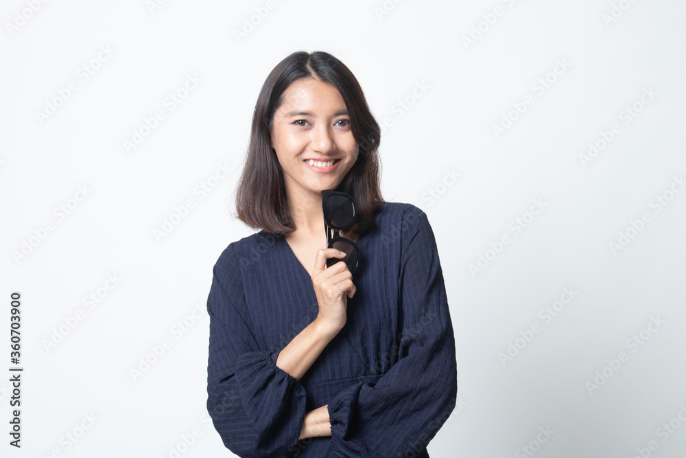 Portrait of a beautiful young asian girl with sunglasses. Portrait of a beautiful young asian girl with sunglasses.