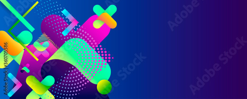 Bright juicy colors background with geometric elements, lines and dots for text, universal design, banner concept