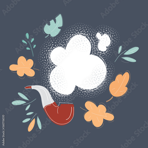 Vector illustration of Tobbaco Smoking Pipe on dark background.