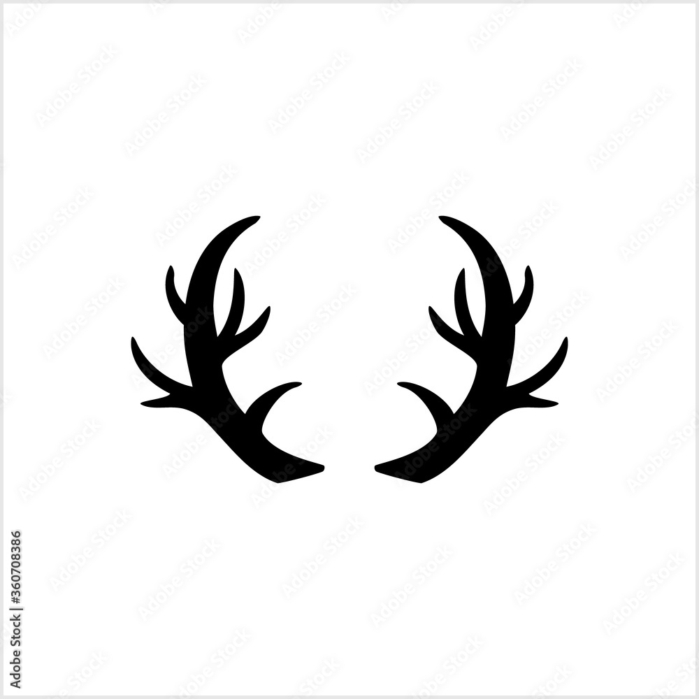 Deer horns design. Deer, reindeer. Animal silhouette. Black and white vintage. Simple hipster fashion logo. Deer antlers template. Vector stock illustration. EPS 10