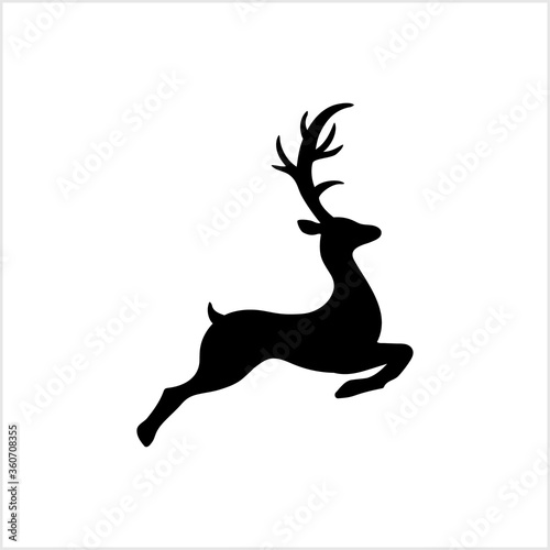 Stencil elk isolated on white. Template logo design. Black silhouette. Christmas symbol. Vector stock illustration. EPS 10