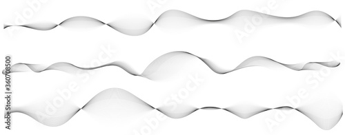 set of 3 abstract wave lines on white background