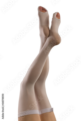 Compression stockings in grey background
