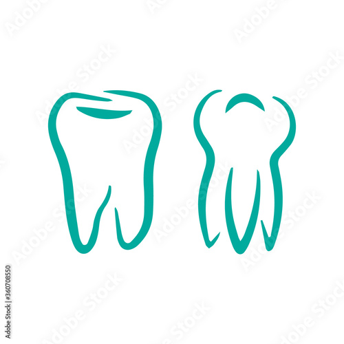 Doodle tooth set icon isolated on white. Kids hand drawing art line. Sketch vector stock illustration. EPS 10
