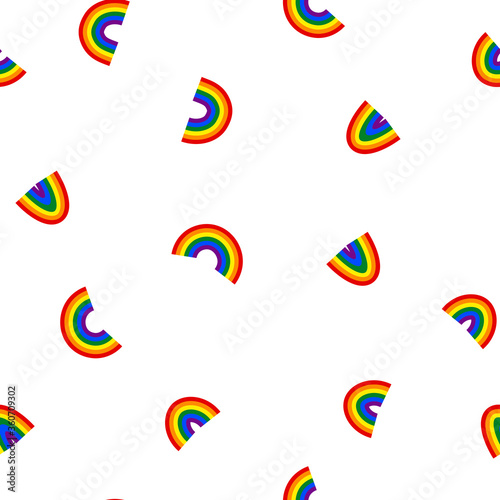 Seamless pattern with rainbow. LGBT icons. Flag LGBT. Colorful vector illustration. Love wins. Logo symbols. Gay pride collection. Design for banner, flyer, textile, fabric, packing, website.