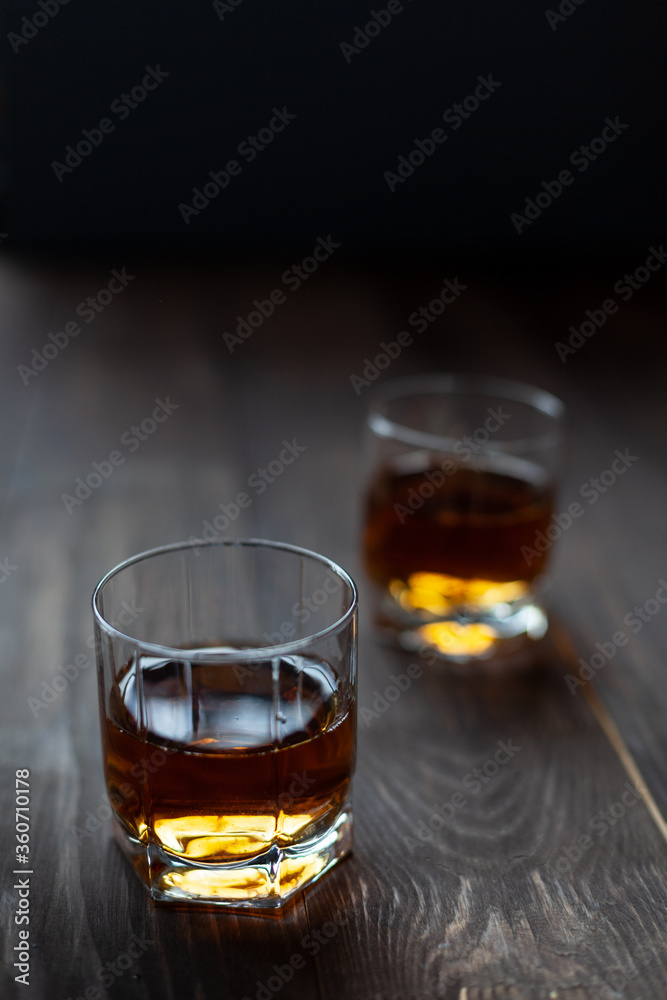 Glass of whiskey. Beautiful food photo.