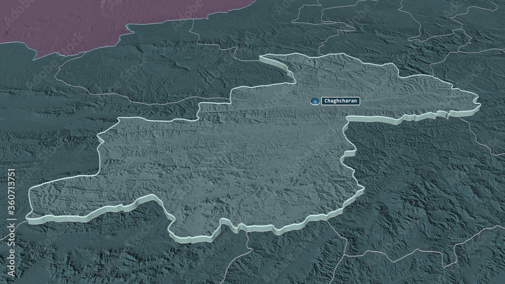 Ghor, Afghanistan - extruded with capital. Administrative Ghor, Afghanistan - extruded with capital. Administrative