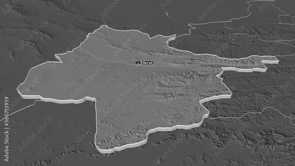 Herat, Afghanistan - extruded with capital. Bilevel Herat, Afghanistan - extruded with capital. Bilevel