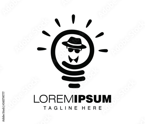 Vector illustration of people on the light bulb logo sign 