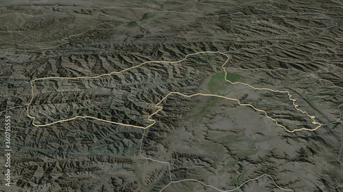 Parwan, Afghanistan - outlined. Satellite