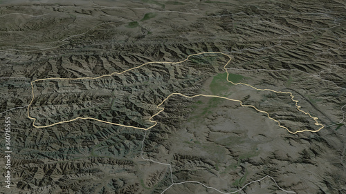 Parwan, Afghanistan - outlined. Satellite photo