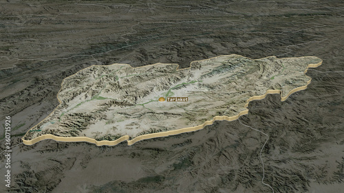 Urozgan, Afghanistan - extruded with capital. Satellite