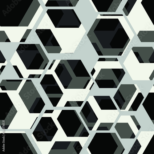 Vector gray honeycombs on a black background in modern minimalism design