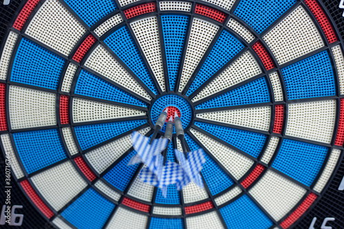Darts in the center of the board