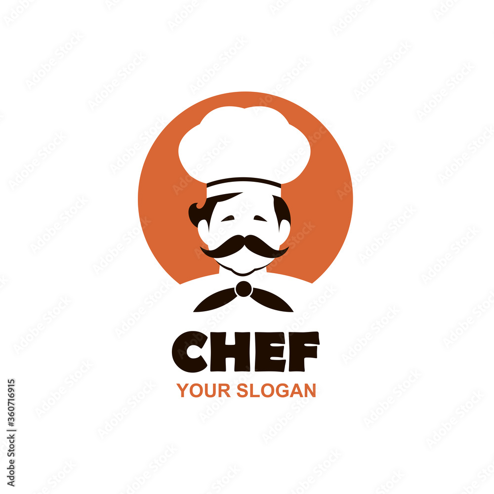 moustached chef man icon isolated on white background