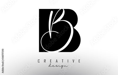 Letters BB B Logo with a minimalist design. Abstract overlapping letter B with geometric and handwritten typography. photo