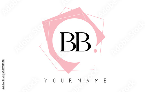 Geometric Double BB B Letters with Pastel Pink Color Logo Design with Circle and Rectangular Shapes