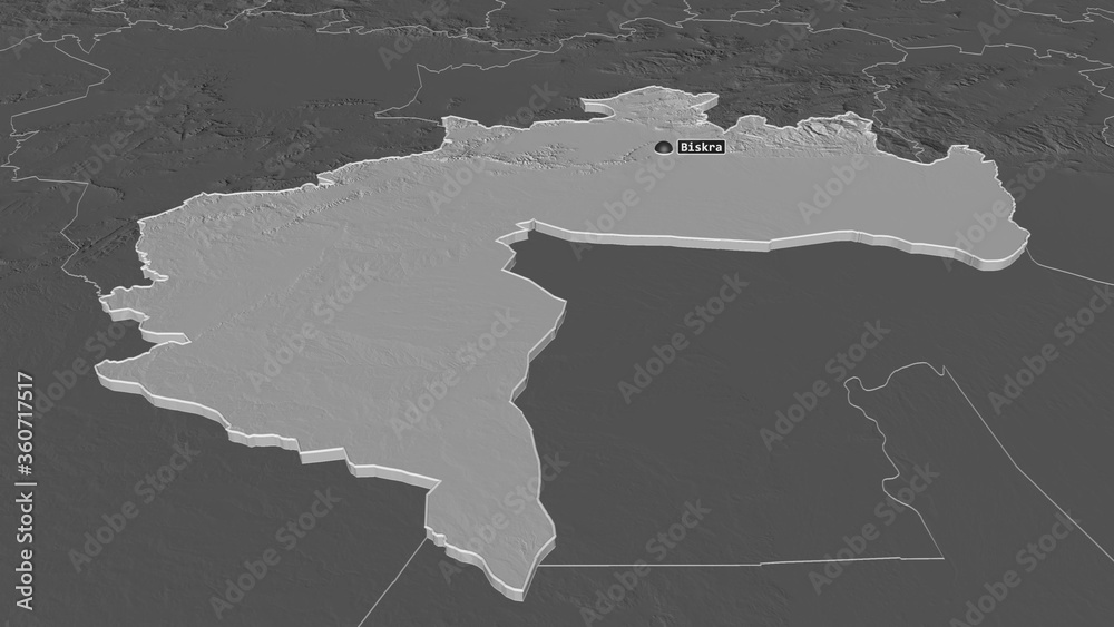 Biskra, Algeria - extruded with capital. Bilevel Biskra, Algeria - extruded with capital. Bilevel