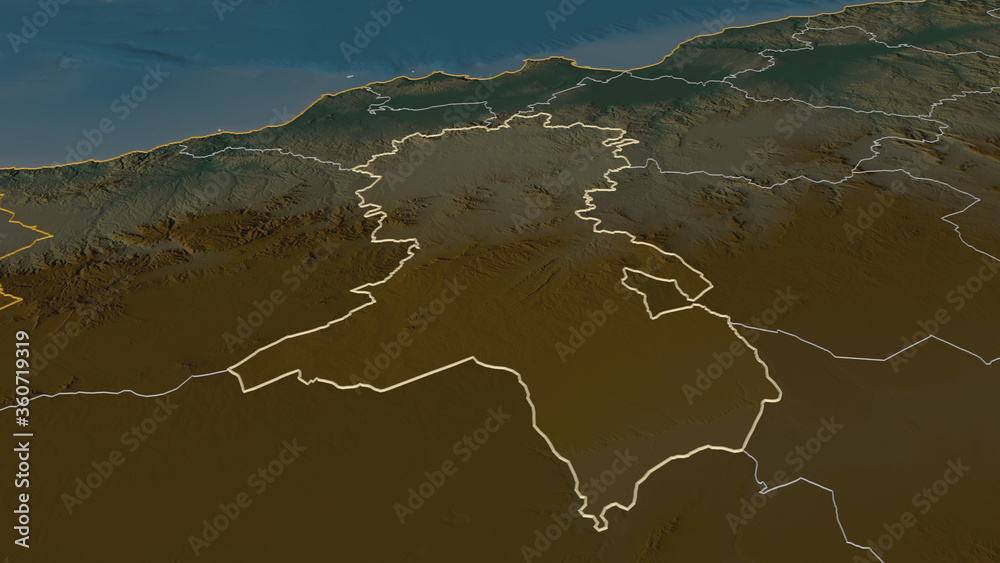 Sidi Bel Abbès, Algeria - outlined. Relief Sidi Bel Abbès, Algeria - outlined. Relief