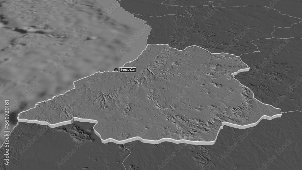 Benguela, Angola - extruded with capital. Bilevel Benguela, Angola - extruded with capital. Bilevel