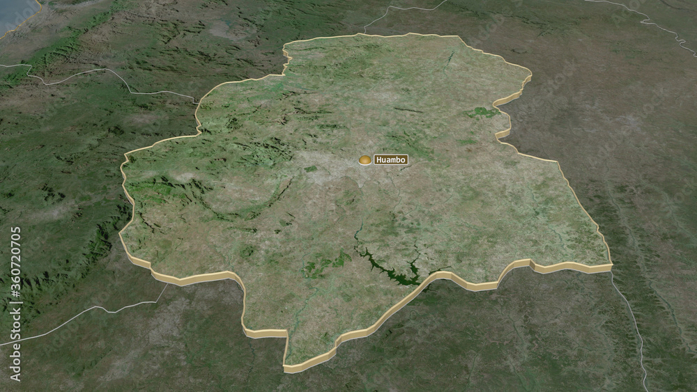 Huambo, Angola - extruded with capital. Satellite Huambo, Angola - extruded with capital. Satellite