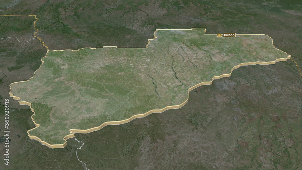 Lunda Norte, Angola - extruded with capital. Satellite