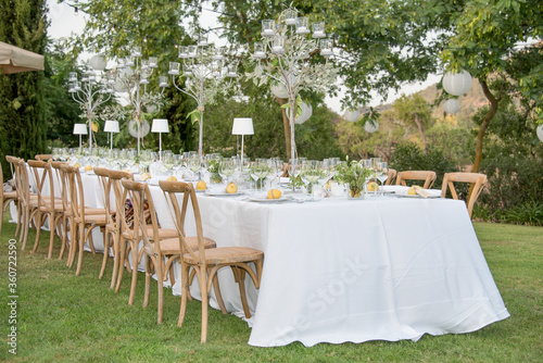 Wedding banquet decoration on a farm
