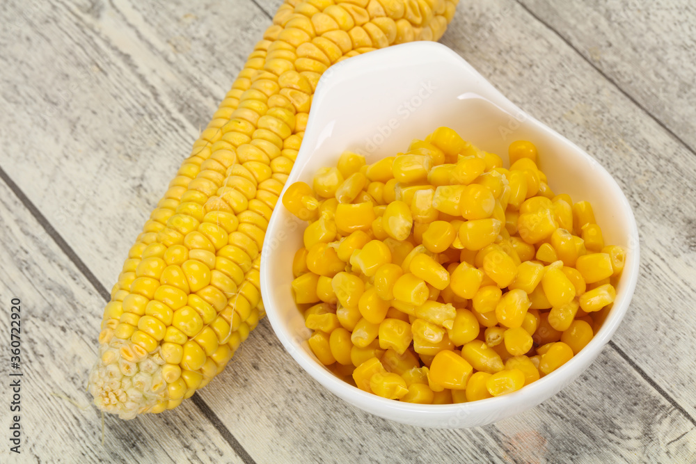 Young corn seeds in the bowl Young corn seeds in the bowl