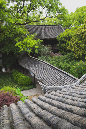 Traditional Chinese architecture and garden on Huxin Island in South Lake in Jiaxing, China photo