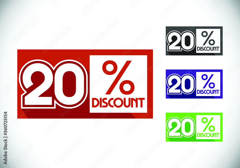 Obraz premium 20% off discount promotion sale Brilliant poster. Sale and discount labels. Price off tag icon. special offer