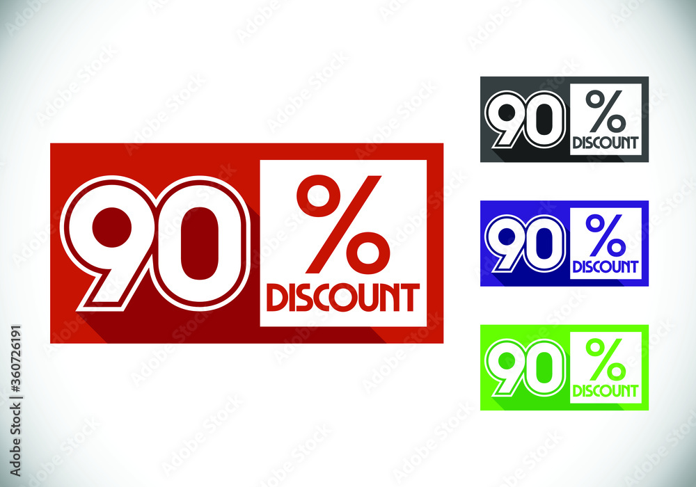 90% off discount promotion sale Brilliant poster. Sale and discount labels. Price off tag icon. special offer