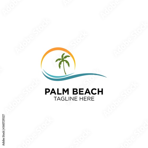 Sunset With Beach Logo Design