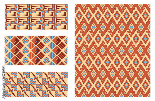 Native American Aztec Seamless Vector Patterns Set