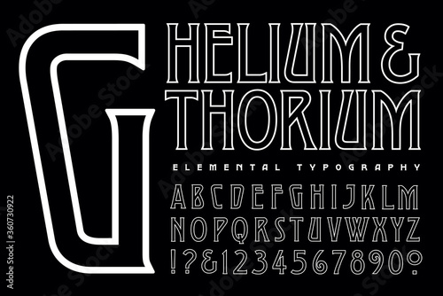 A Condensed Alphabet in an Art Deco Style in Simple White on Black