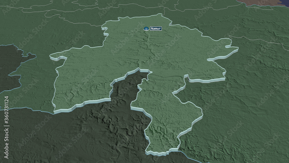 Namur, Belgium - extruded with capital. Administrative Namur, Belgium - extruded with capital. Administrative