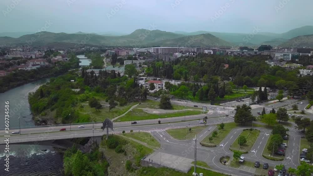 Panorama from the drone of the center of the capital, Podgorica, Montenegro Panorama from the drone of the center of the capital, Podgorica, Montenegro